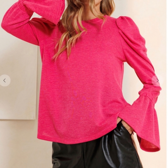 Gorgeous Pink Bell Sleeve Boho Sweater - M - Picture 2 of 4